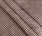 Small Brown Powder Houndstooth Pattern Fabric with Linen Effect - Image 4