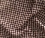 Small Brown Powder Houndstooth Pattern Fabric with Linen Effect - Image 6