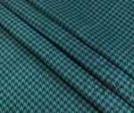 Small Brown Turquoise Houndstooth Pattern Fabric with Linen Effect - Image 3