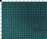 Small Brown Turquoise Houndstooth Pattern Fabric with Linen Effect