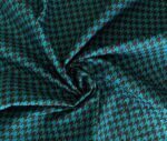 Small Brown Turquoise Houndstooth Pattern Fabric with Linen Effect - Image 4