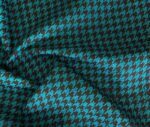 Small Brown Turquoise Houndstooth Pattern Fabric with Linen Effect - Image 5