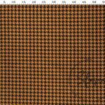 Small Orange Black Houndstooth Pattern Fabric with Linen Effect