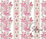 Soft Red Motif Stripe Patterned Drapery and Upholstery Fabric