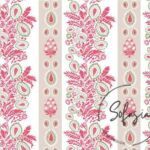 Soft Red Motif Stripe Patterned Drapery and Upholstery Fabric