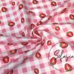 Strawberry Gingham Patterned Pink Plaid Fabric