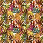 Tropical Leaf Patterned Cover and Curtain Fabric