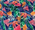 Tropical Leaf Patterned Navy Blue Curtain and Sofa Fabric - Image 5