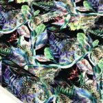 Tropical Patterned Black Curtain and Sofa Fabric