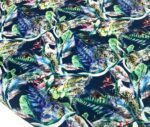 Tropical Patterned Navy Blue Curtain and Sofa Fabric