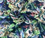 Tropical Patterned Navy Blue Curtain and Sofa Fabric - Image 4
