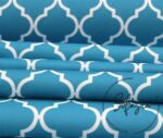 Turquoise Blue Moroccan Pattern Curtain Fabric - Image 4