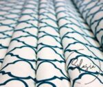 Turquoise Blue White Moroccan Pattern Curtain Fabric - Image 6