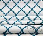 Turquoise Blue White Moroccan Pattern Curtain Fabric - Image 7