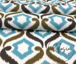 Turquoise Brown Ikat Fabric - Image 6