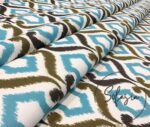 Turquoise Brown Ikat Fabric - Image 7