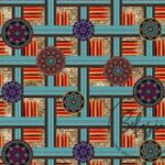 Turquoise Brown Mandala Patterned Cushion Fabric