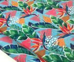 Turquoise Color Curtain and Sofa Fabric with Tropical Leaf Pattern