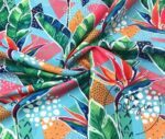 Turquoise Color Curtain and Sofa Fabric with Tropical Leaf Pattern - Image 4