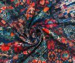 Turquoise Coral Rug Patterned Floor Cushion Fabric - Image 3