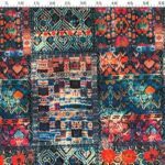 Turquoise Coral Rug Patterned Floor Cushion Fabric