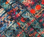 Turquoise Coral Rug Patterned Floor Cushion Fabric - Image 4