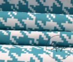 Turquoise Houndstooth Patterned Fabric - Image 4