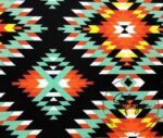 Turquoise Orange Ethnic Rug Patterned Curtain and Sofa Fabric - Image 3