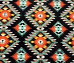 Turquoise Orange Ethnic Rug Patterned Curtain and Sofa Fabric