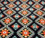 Turquoise Orange Ethnic Rug Patterned Curtain and Sofa Fabric - Image 5