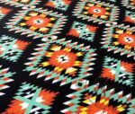 Turquoise Orange Ethnic Rug Patterned Curtain and Sofa Fabric - Image 6
