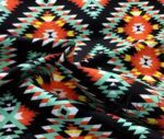 Turquoise Orange Ethnic Rug Patterned Curtain and Sofa Fabric - Image 7