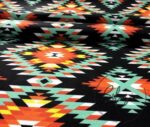 Turquoise Orange Ethnic Rug Patterned Curtain and Sofa Fabric - Image 8