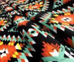 Turquoise Orange Ethnic Rug Patterned Curtain and Sofa Fabric - Image 9