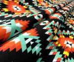 Turquoise Orange Ethnic Rug Patterned Curtain and Sofa Fabric - Image 10