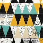 Turquoise Yellow Triangles Patterned Fabric