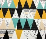 Turquoise Yellow Triangles Patterned Fabric - Image 4