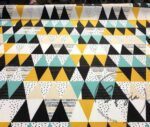 Turquoise Yellow Triangles Patterned Fabric - Image 5