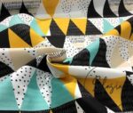 Turquoise Yellow Triangles Patterned Fabric - Image 6