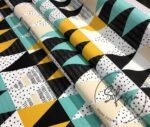 Turquoise Yellow Triangles Patterned Fabric - Image 7