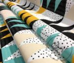Turquoise Yellow Triangles Patterned Fabric - Image 8