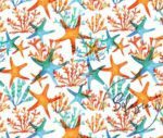Watercolor Coral Patterned Sofa and Curtain Fabric