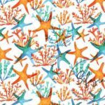 Watercolor Coral Patterned Sofa and Curtain Fabric
