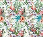 Watercolor Effect Flamingo Fabric