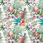 Watercolor Effect Flamingo Fabric