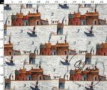 Watercolor Home Patterned Sofa and Curtain Fabric
