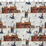 Watercolor Home Patterned Sofa and Curtain Fabric