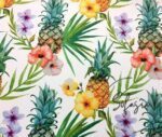 Watercolor Pineapple Patterned Sofa Fabric on White Background
