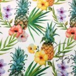 Watercolor Pineapple Patterned Sofa Fabric on White Background