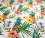 Watercolor Pineapple Patterned Sofa Fabric on White Background - Image 4